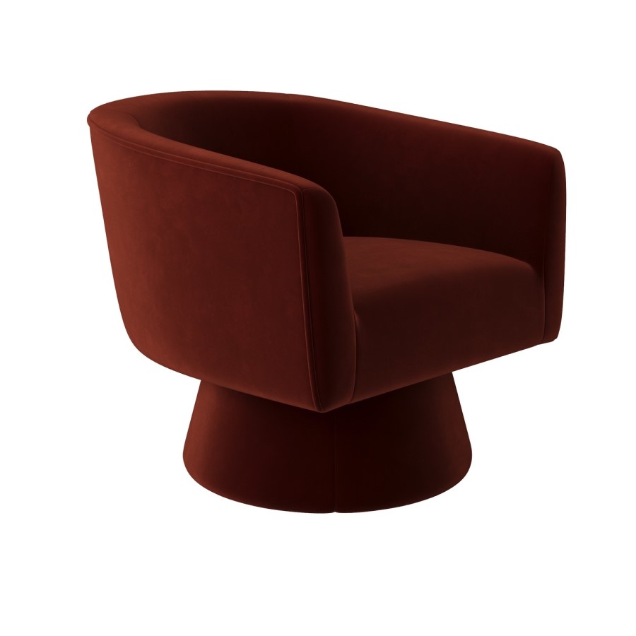 Deep Red Velvet Swivel Armchair - Cairo
