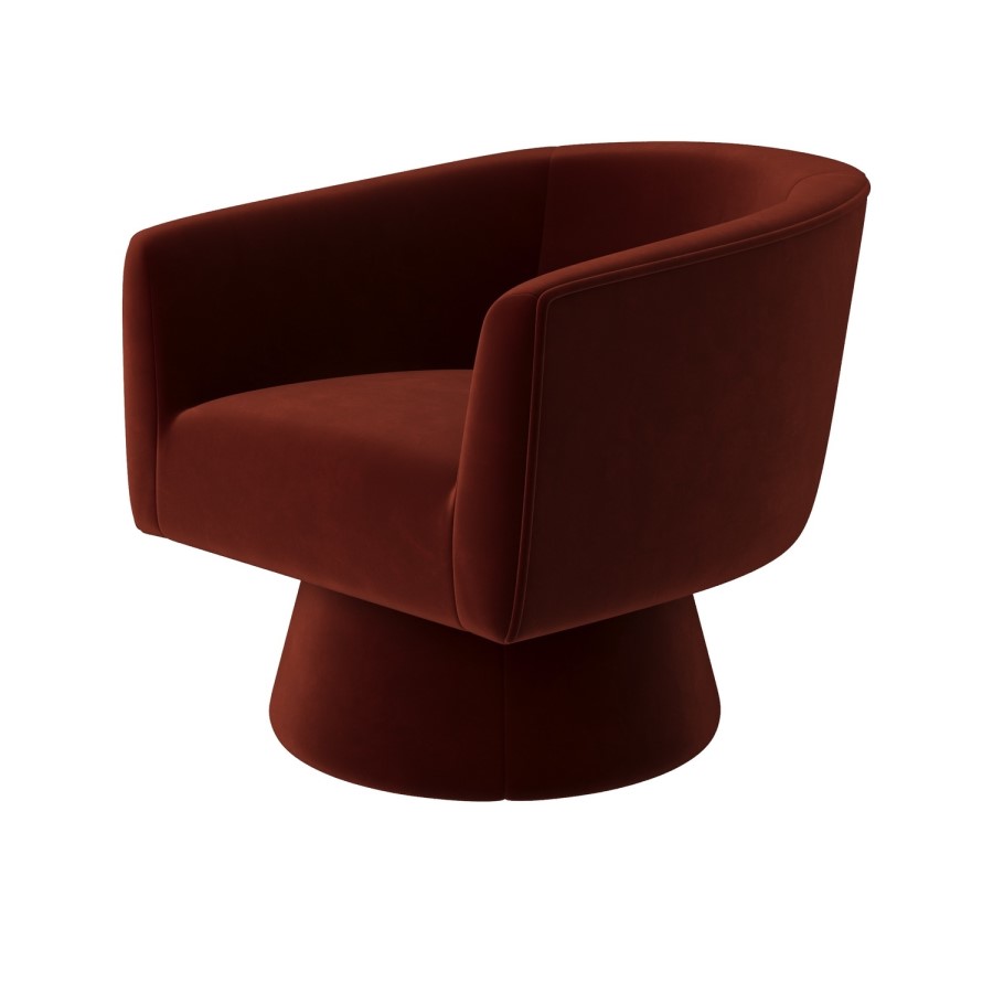Deep Red Velvet Swivel Armchair - Cairo