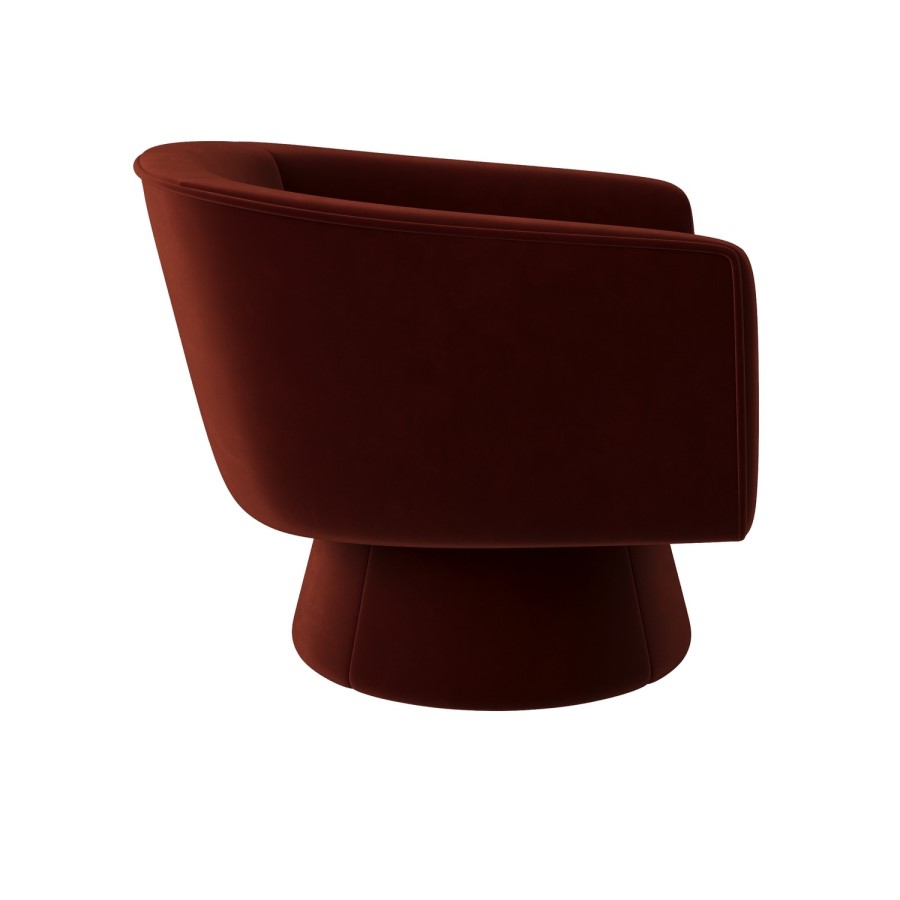 Deep Red Velvet Swivel Armchair - Cairo