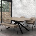 BUN/CRS001/77580 Oak Dining Table Set with 2 Beige Faux Leather Chairs & 1 Bench - Seats 4 - Carson