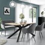 Light Oak Dining Table with 1 Grey Velvet High Back Bench and 2 Dining Chairs - Carson