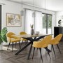 Light Oak Dining Table with 4 Mustard Fabric Dining Chairs - Carson