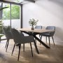 Oak Dining Table Set with 4 Grey Fabric Chairs - Seats 4 - Carson