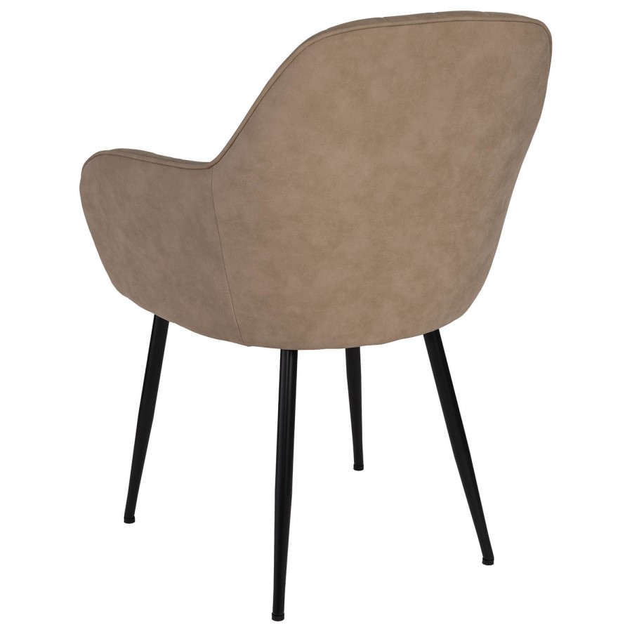 Oak Dining Table Set with 2 Beige Faux Leather Chairs and 1 Bench with Back - Seats 4 - Carson