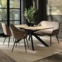 Oak Dining Table Set with 2 Beige Faux Leather Chairs and 1 Bench with Back - Seats 4 - Carson