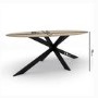 Industrial Oak Dining Table with 6 Black Velvet Dining Chairs - Carson