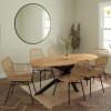 Carson Oak Oval Dining Table with 6 Rattan Dining Chairs