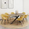 Carson Oak Oval Dining Table with 6 Mustard Yellow Dining Chairs