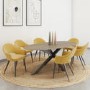 Carson Oak Oval Dining Table with 6 Mustard Yellow Dining Chairs