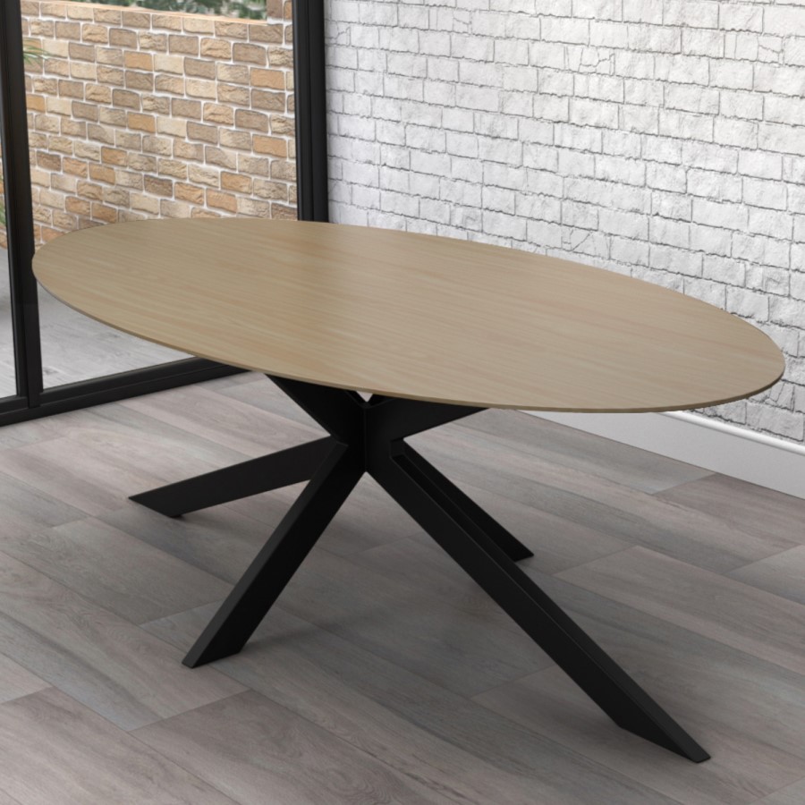 Carson Oak Oval Dining Table with 6 Mustard Yellow Dining Chairs