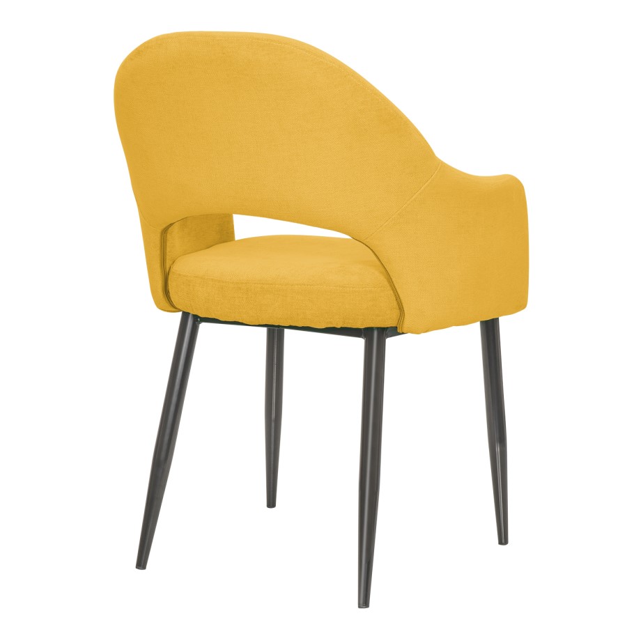 Carson Oak Oval Dining Table with 6 Mustard Yellow Dining Chairs
