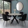 Round Grey Drop Leaf Dining Table with 4 Black Velvet Dining Chairs - Carson