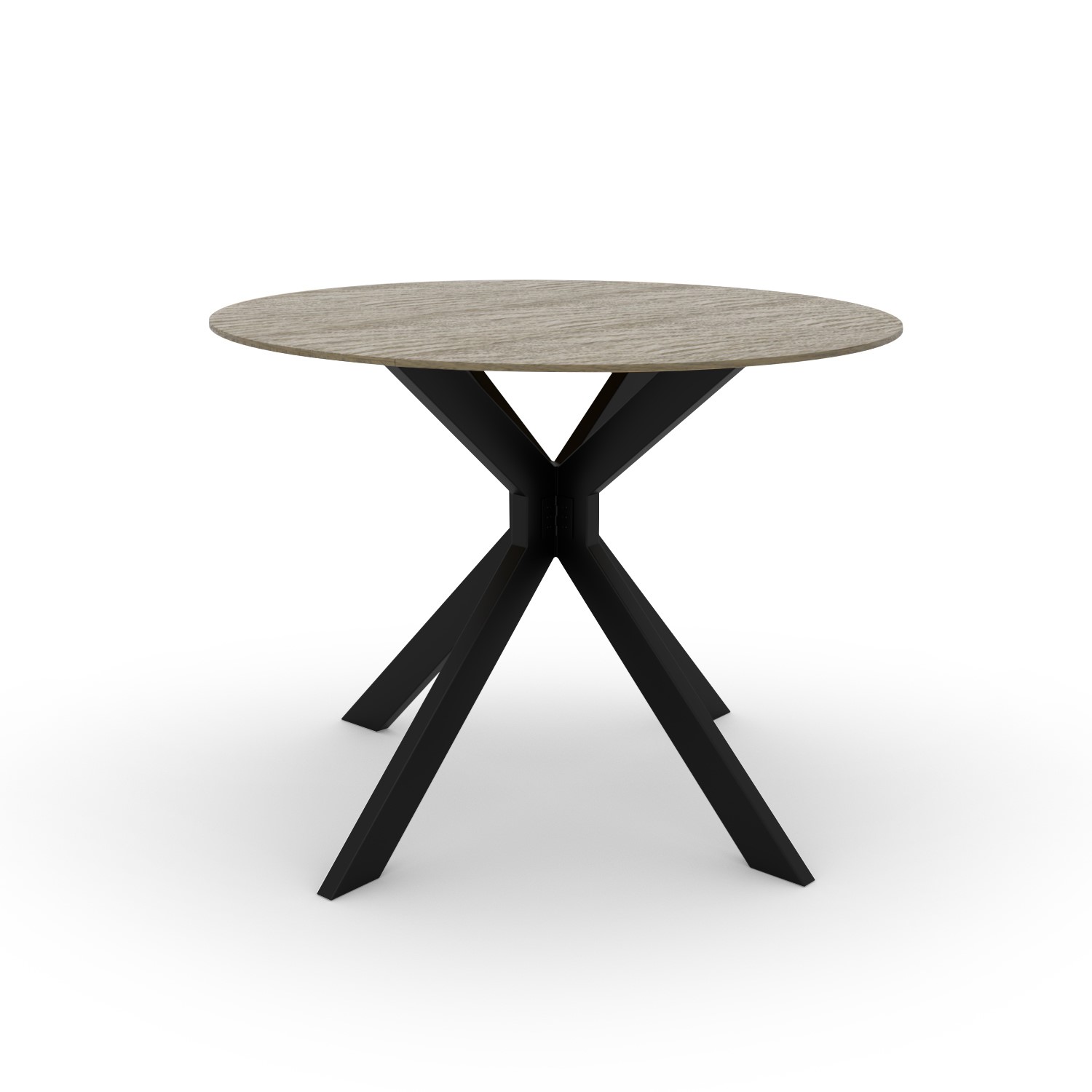 Round Grey Drop Leaf Dining Table with 4 Black Velvet Dining Chairs