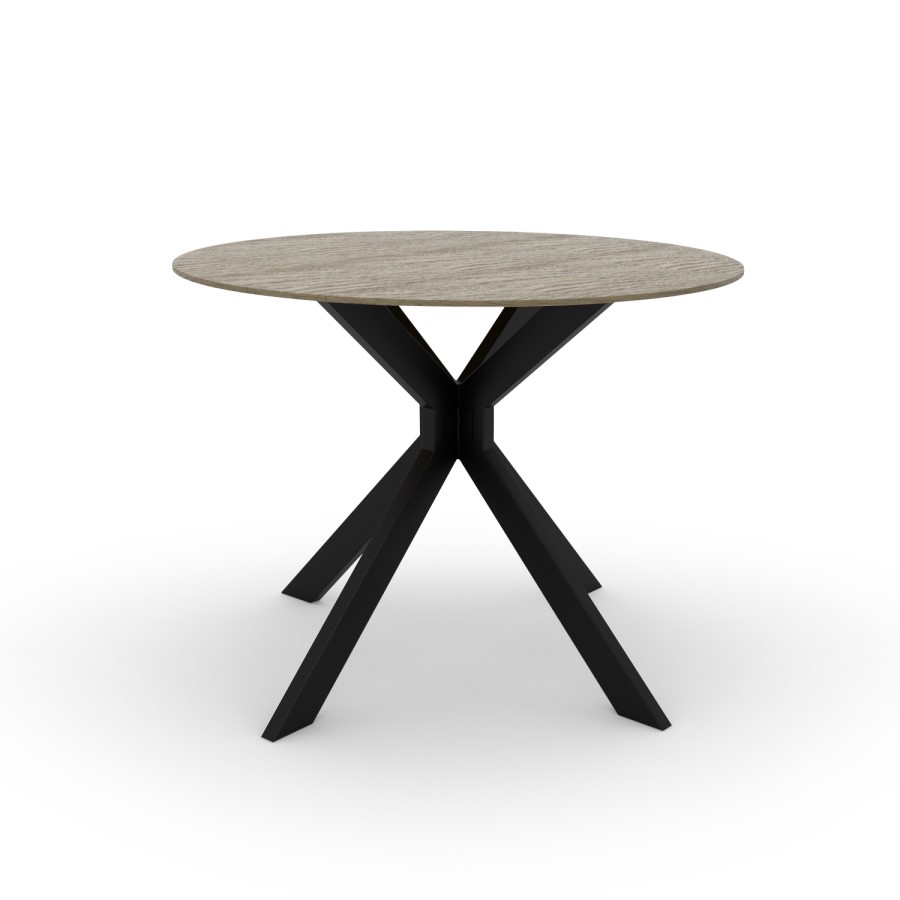 Round Grey Drop Leaf Dining Table Set with 4 Black Velvet Chairs - Seats 4 - Carson