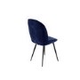 Black Round Drop Leaf Dining Table with 4 Navy Blue Velvet Dining Chairs - Carson