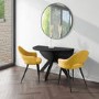 Black Drop Leaf Dining Table with 2 Mustard Fabric Dining Chairs - Carson