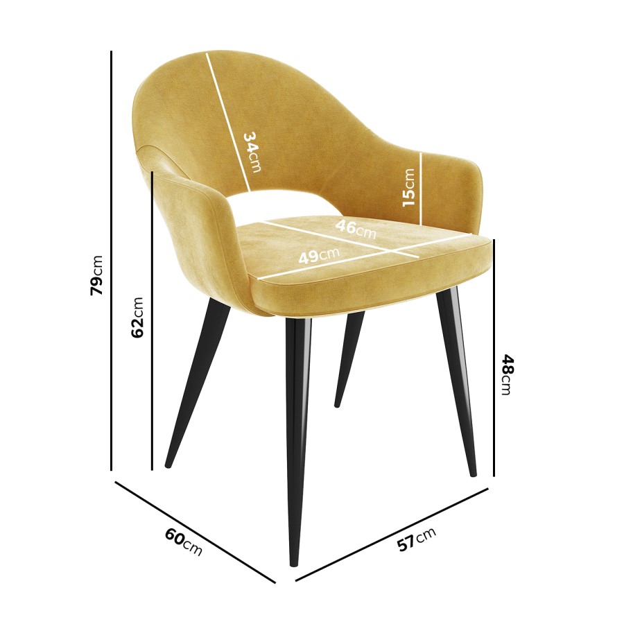 Black Drop Leaf Dining Table with 4 Mustard Fabric Dining Chairs - Carson