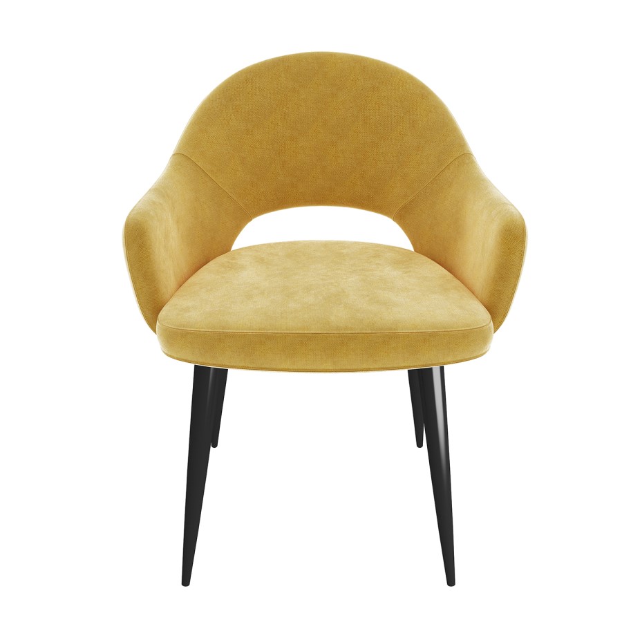 Black Drop Leaf Dining Table with 4 Mustard Fabric Dining Chairs - Carson