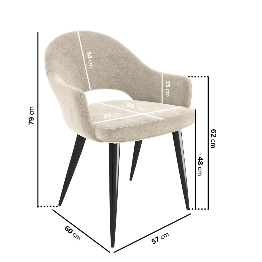 Round Black Oak Drop Leaf Dining Table with 4 Beige Fabric Dining Chairs - Carson
