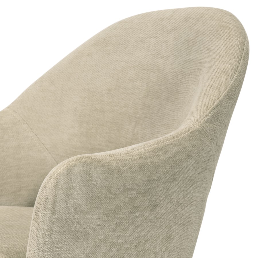 Round Black Oak Drop Leaf Dining Table with 4 Beige Fabric Dining Chairs - Carson