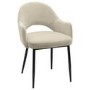 Large Black Oak Pebble Dining Table Set with 6 Beige Upholstered Chairs - Seats 6 - Oscar