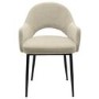 Large Black Oak Pebble Dining Table Set with 6 Beige Upholstered Chairs - Seats 6 - Oscar