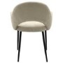 Large Black Oak Pebble Dining Table Set with 6 Beige Upholstered Chairs - Seats 6 - Oscar