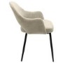 Large Black Oak Pebble Dining Table Set with 6 Beige Upholstered Chairs - Seats 6 - Oscar
