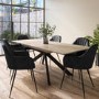 Extendable Oak Dining Table with 8 Black Faux Leather Dining Chairs - Carson