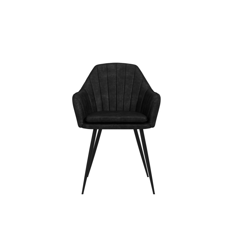 Extendable Oak Dining Table with 8 Black Faux Leather Dining Chairs - Carson