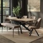 Oak Extendable Dining Table Set with 4 Beige Faux Leather Swivel Chairs and 1 Bench - Seats 6 - Carson