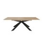 Black Extendable Dining Table Set with 6 Beige Faux Leather Swivel Dining Chairs - Seats 6 - Carson