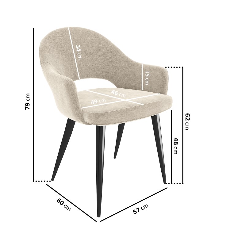 Extendable Black Dining Table with 2 Beige Dining Chairs and 1 Dining Bench - Seats 4 - Carson