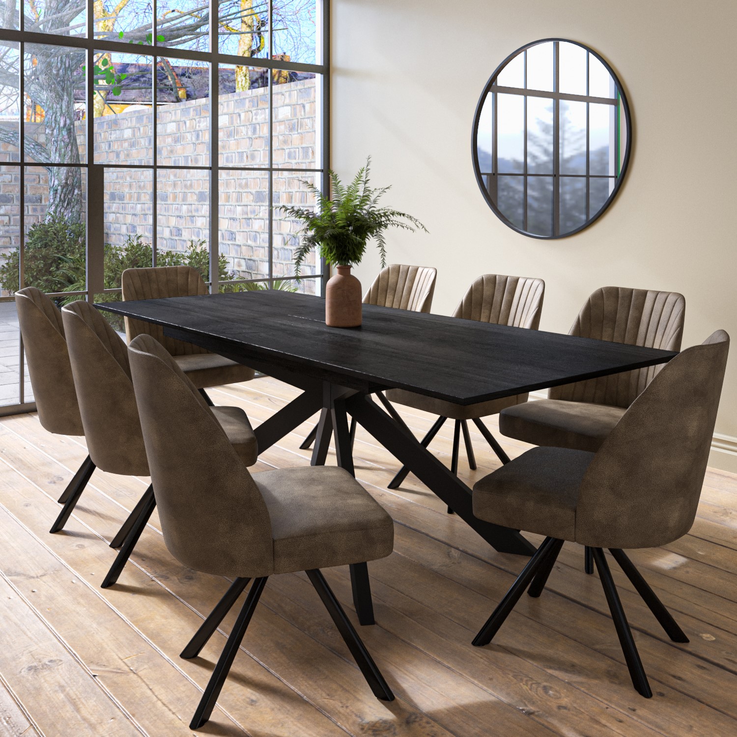 Elegant Black Dining Table With Brown Leather Chairs For Timeless Elegance elegant-black-dining-table-with-brown-leather-chairs-for-timeless-elegance