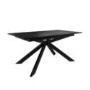 Black Extendable Dining Table Set with 8 Brown Faux Leather Chairs - Seats 8 - Carson