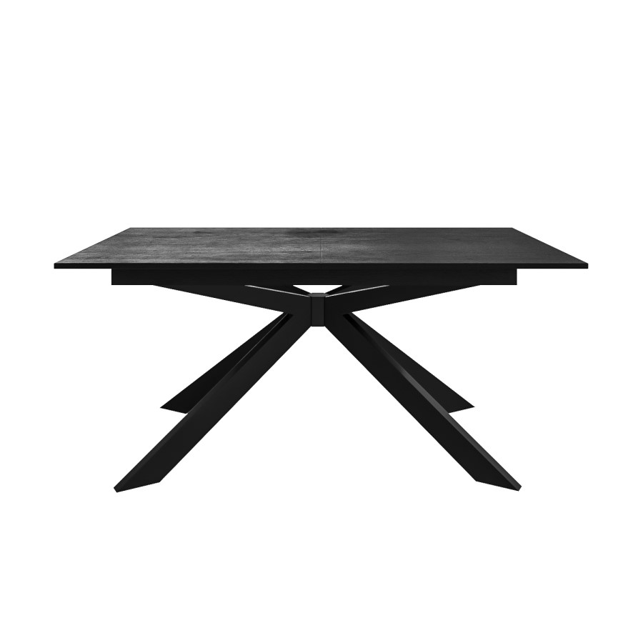 Black Extendable Dining Table Set with 8 Brown Faux Leather Chairs - Seats 8 - Carson