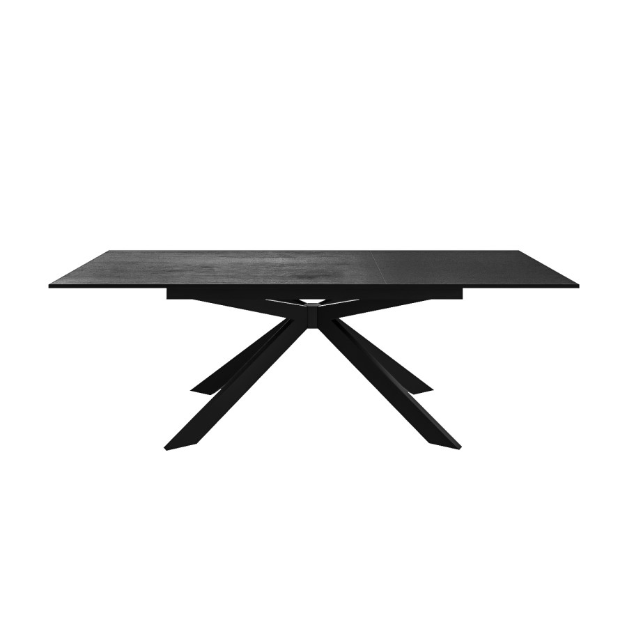 Black Oak Extendable Dining Table Set with 2 Dove Grey Faux Leather Chairs & 1 Bench - Seats 4 - Carson