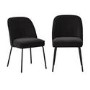 Set of 2 Black Upholstered Dining Chairs with Piped Detail - Leighton