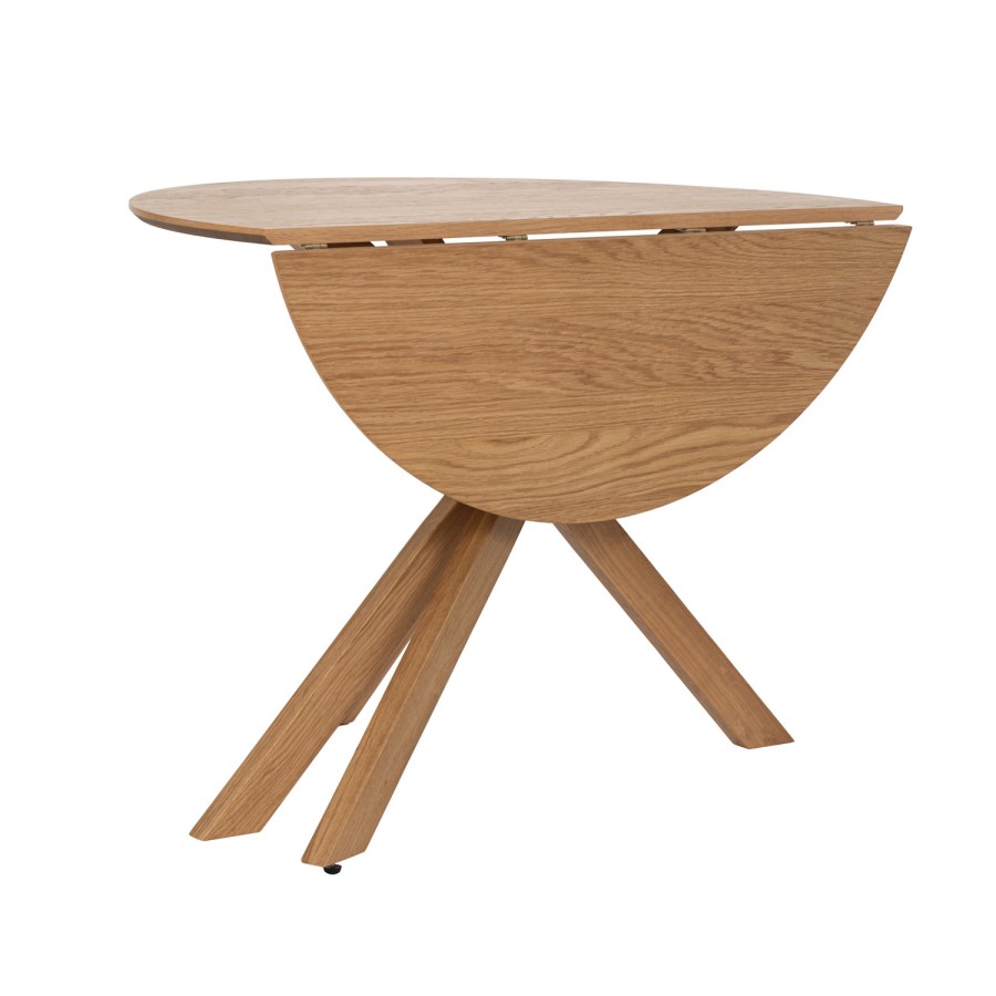 Round Oak Drop Leaf Dining Table Set with 2 Cream Upholstered Chairs - Seats 2 - Carson