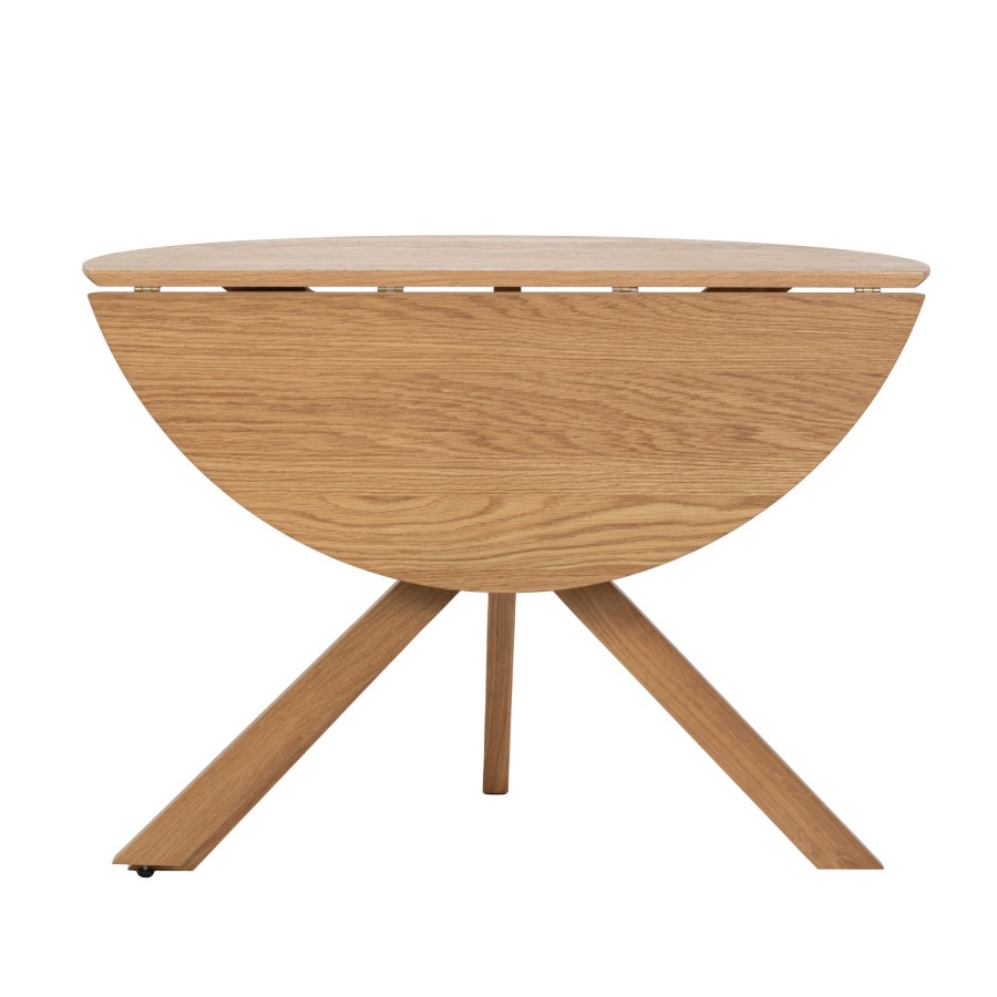 Small Oak Drop Leaf Space Saving Round Extendable Dining Table - Seats 2 - 4 - Carson