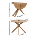 BUN/CRS009/99704 Round Oak Drop Leaf Dining Table Set with 2 Beige Upholstered Swivel Chairs - Seats 2 - Carson