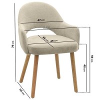 Round Oak Drop Leaf Dining Table Set with 2 Beige Upholstered Chairs - Seats 2 - Carson