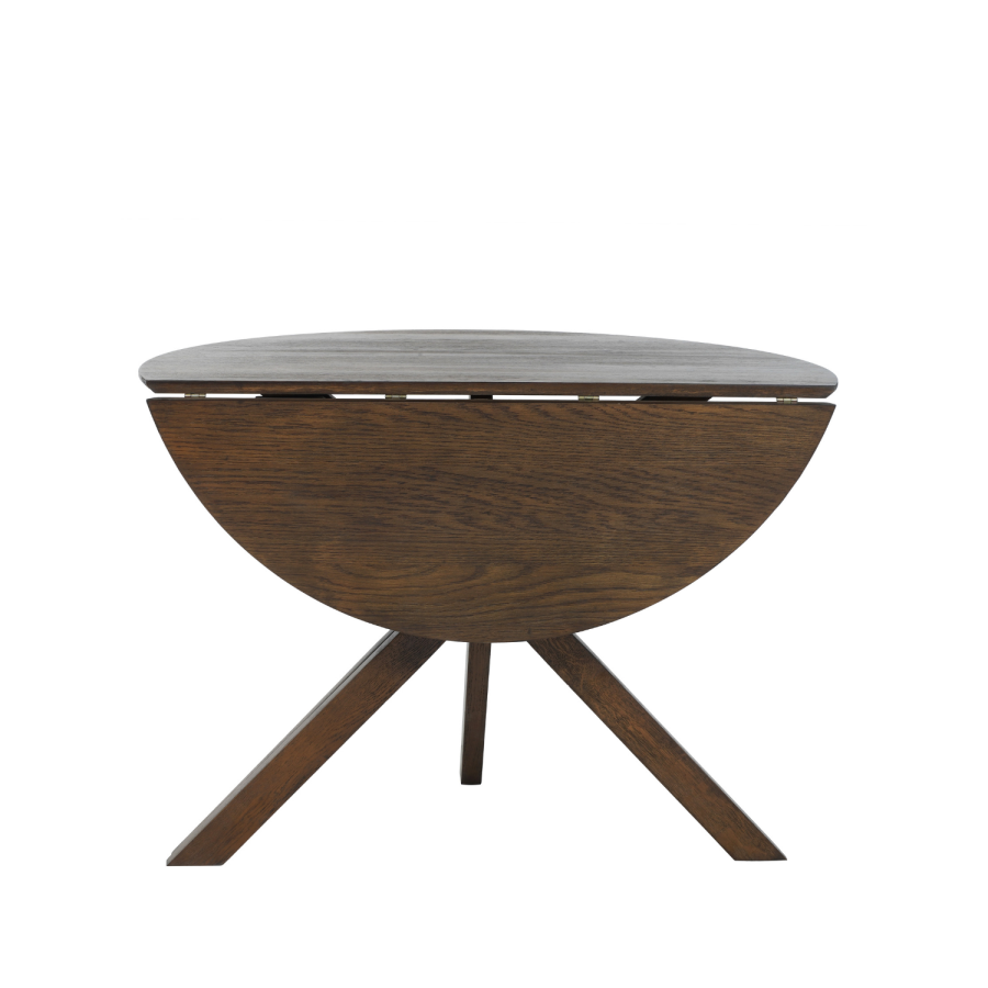 Small Walnut Drop Leaf Space Saving Round Extendable Dining Table - Seats 2 - 4 - Carson