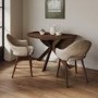 Small Walnut Drop Leaf Space Saving Round Extendable Dining Table - Seats 2 - 4 - Carson
