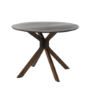 Round Walnut Drop Leaf Dining Table Set with 2 Beige Faux Leather Chairs - Seats 2 - Carson