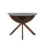 Round Walnut Drop Leaf Dining Table Set with 2 Beige Faux Leather Chairs - Seats 2 - Carson