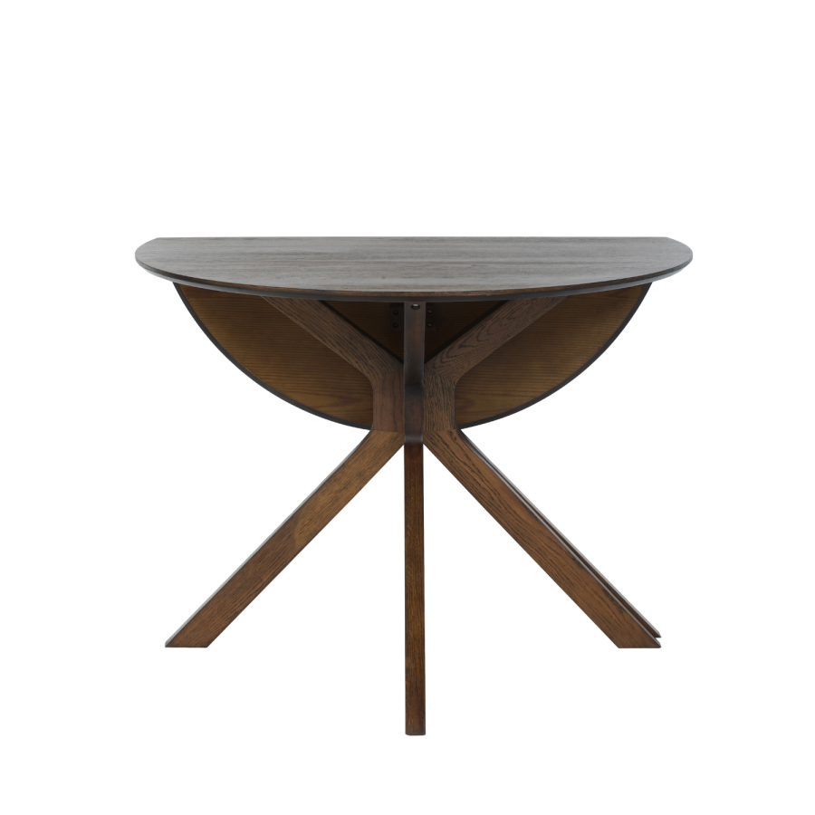 Round Walnut Drop Leaf Dining Table Set with 2 Beige Faux Leather Chairs - Seats 2 - Carson