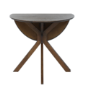 Round Walnut Drop Leaf Dining Table Set with 2 Cream Upholstered Chairs - Seats 2 - Carson
