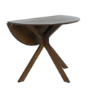 Round Walnut Drop Leaf Dining Table Set with 2 Cream Upholstered Chairs - Seats 2 - Carson