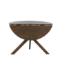 Round Walnut Drop Leaf Dining Table Set with 2 Beige Faux Leather Chairs - Seats 2 - Carson